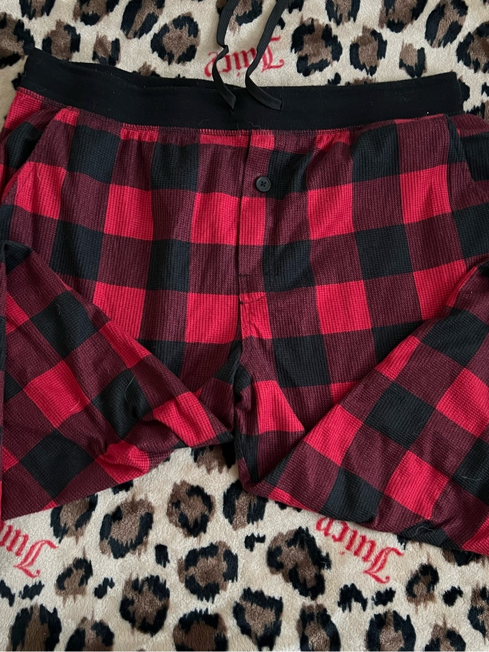 George Red and Black Buffalo Plaid Waffle Knit Lounge Shorts